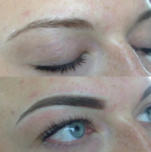 Eyebrow tattoo before and after