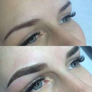 Eyebrow tattoo before and after