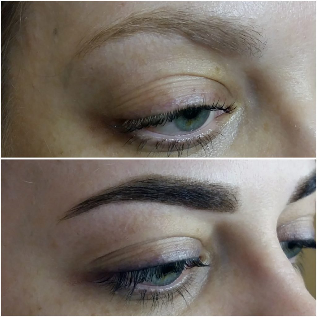 Eyebrow tattoo before and after