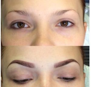 Eyebrow tattoo before and after