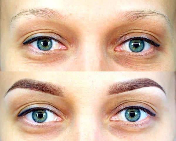 Eyebrow tattoo before and after