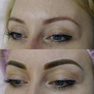 Eyebrow tattoo before and after