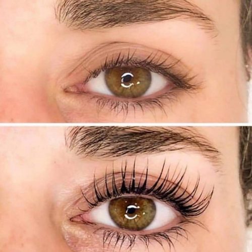 eyelash lift before and after