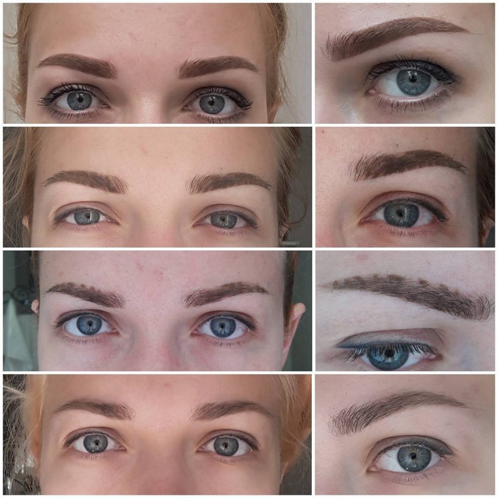 Eyebrow tattoo healing stages, healing process, and aftercare.