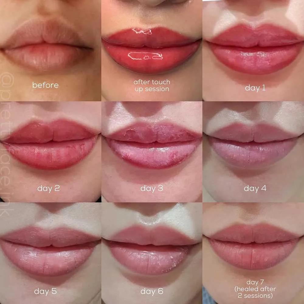 Lip blush healing process